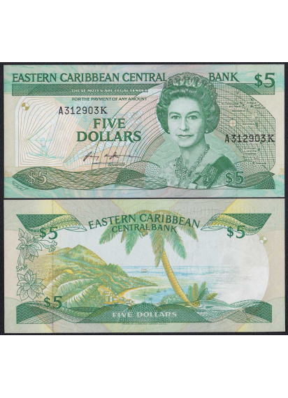 SAINT KITTS (EAST CARIBBEAN STATES) 5 Dollari P 18 k 1986 Fds